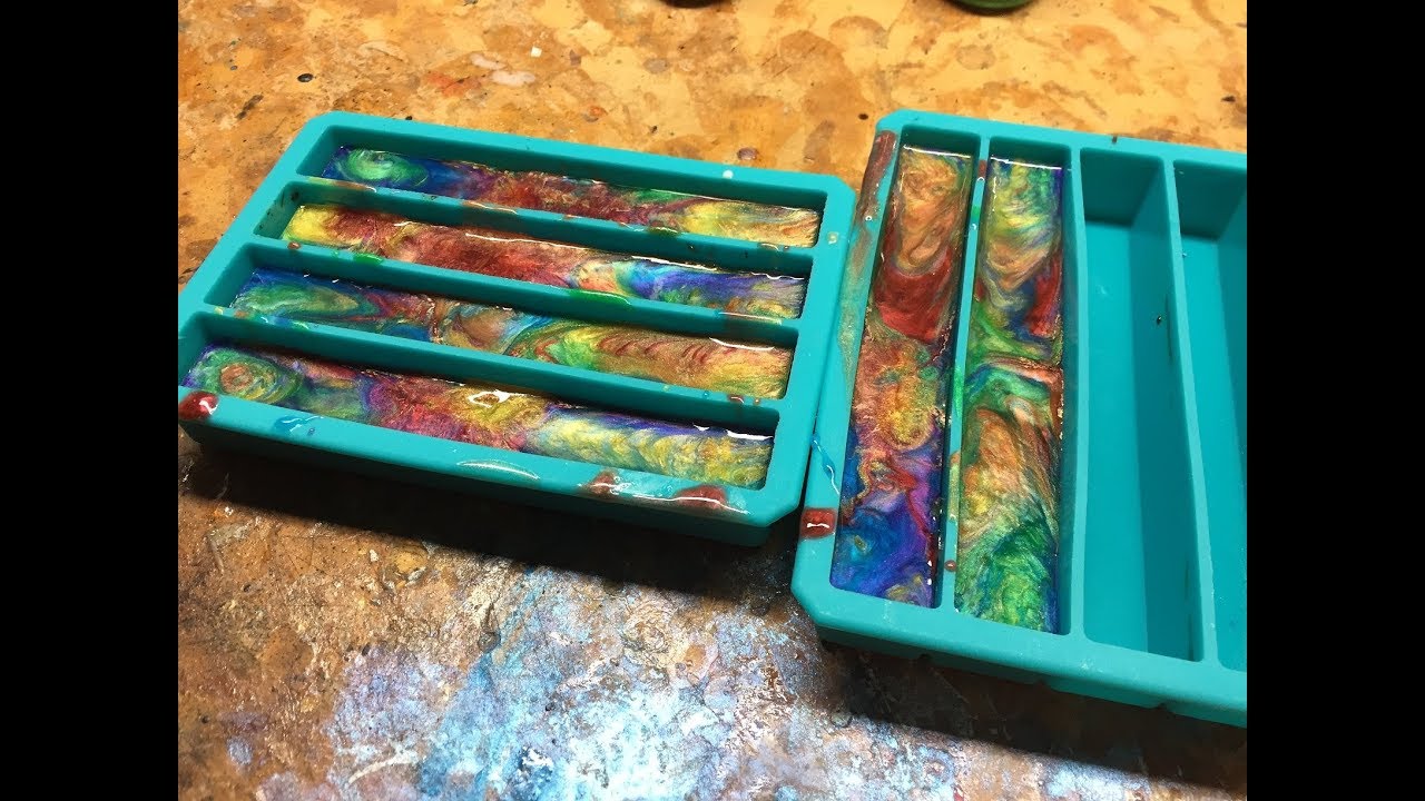 RAINBOW PEN BLANK CASTING! 6 Color Polyester Resin Pen Blanks YouTube