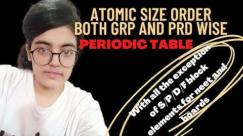 Order of atomic radius group wise and period wise with all the exception of spdf in periodic table..