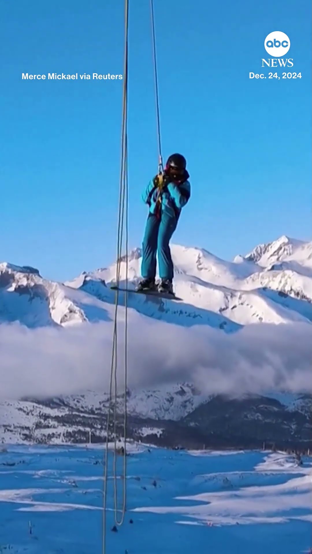 Skiers rescued from chairlift in the French Alps