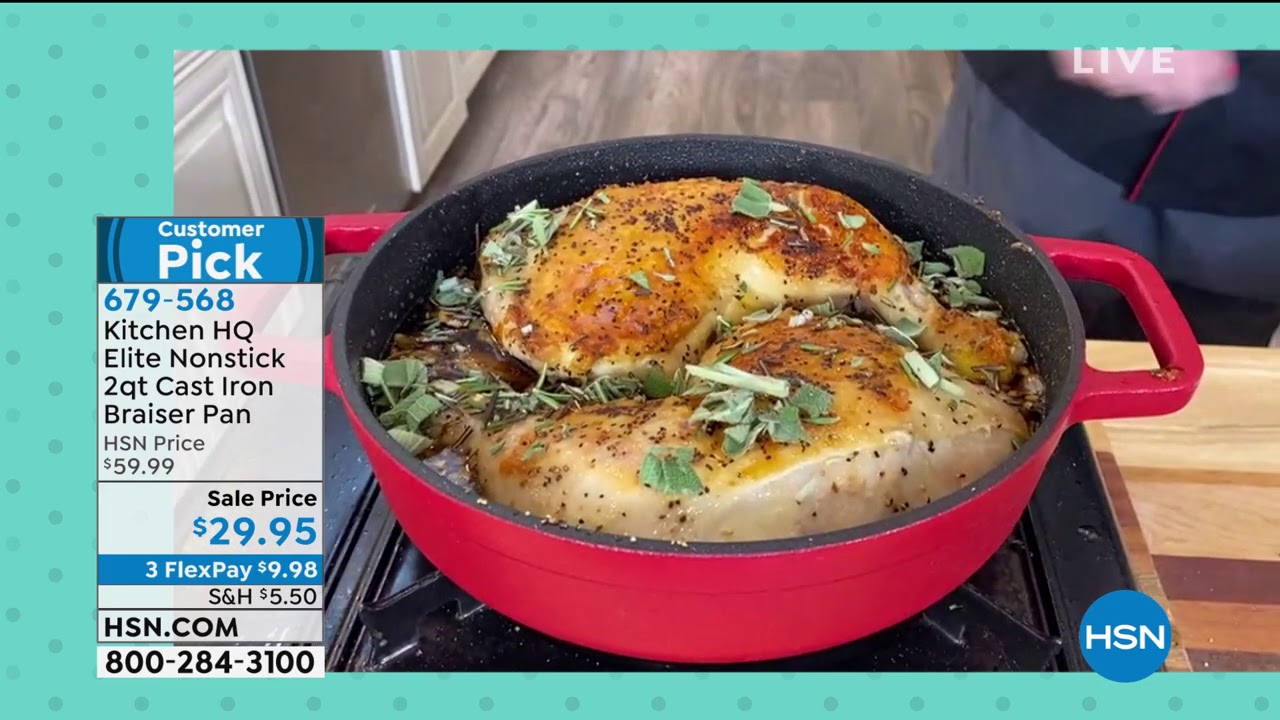 Kitchen HQ Elite Nonstick 2Quart Cast Iron Braiser Pan YouTube