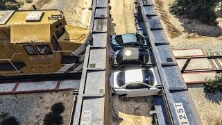 GTA 5 - Ultimate Car Pressing by Train by Painkiller Pill 683,045 views 7 years ago 6 minutes, 37 seconds