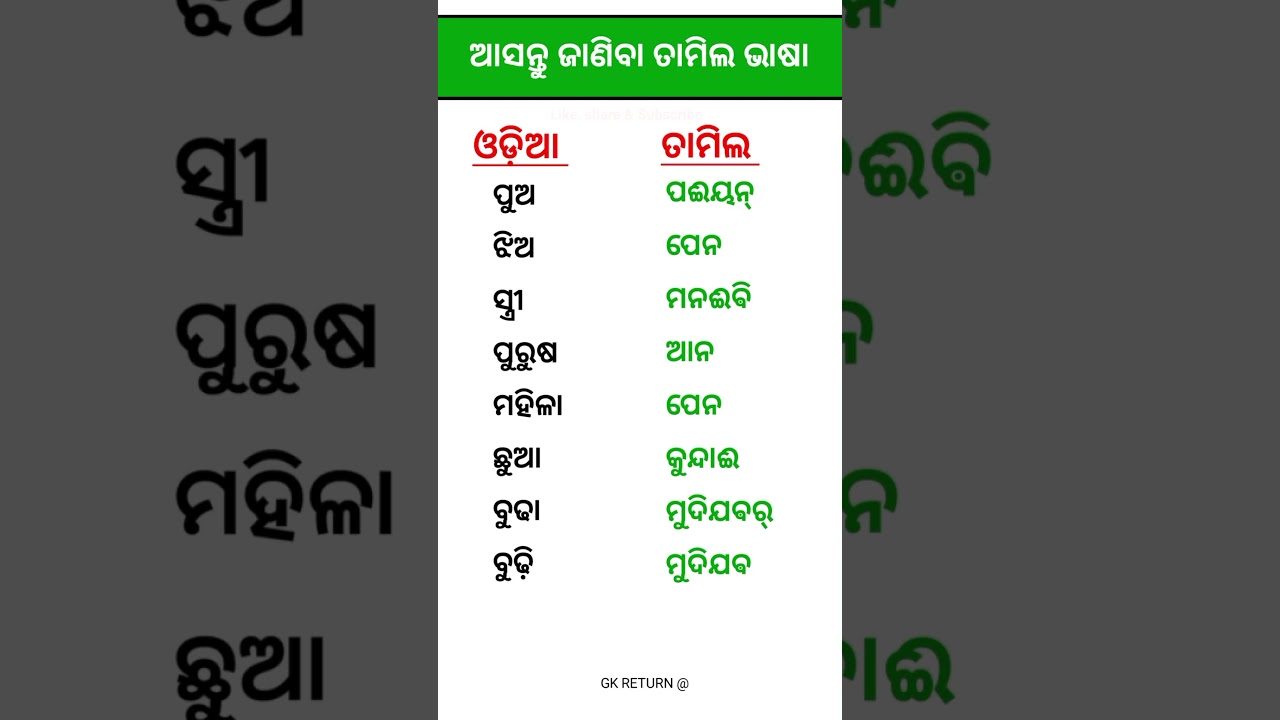 Odia to Tamil words 