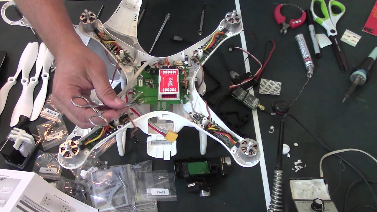 DJI Phantom Upgrade Kit, Gimbal, Fatshark FPV internal DIY Installation