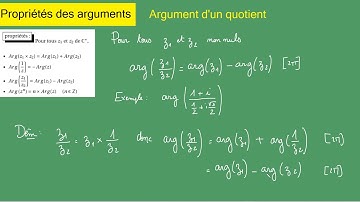 Terminale S  complexes  Argument d