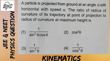 A particle is projected from ground at an angle theta with horizontal with speed u . The ratio #neet