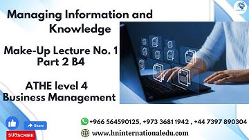 Managing Information and Knowledge Make-Up Lecture No.  01 Part 2 B4 ATHE Level 4 Business Mgt