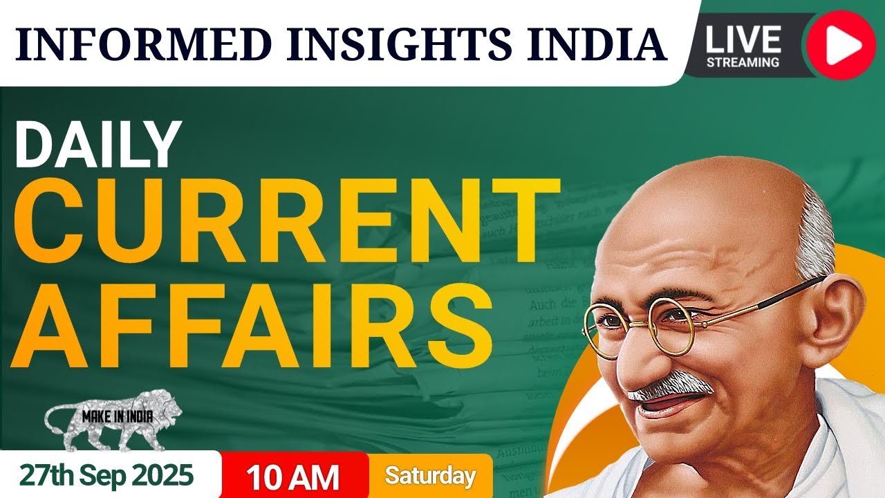 27th Sept 2025 | CURRENT AFFAIRS TODAY | DAILY CURRENT AFFAIRS BY I3 ...