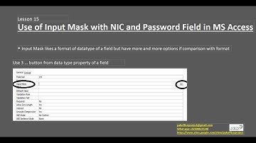 Lesson 15 Use of Input mask with NIC and Password field in MS access