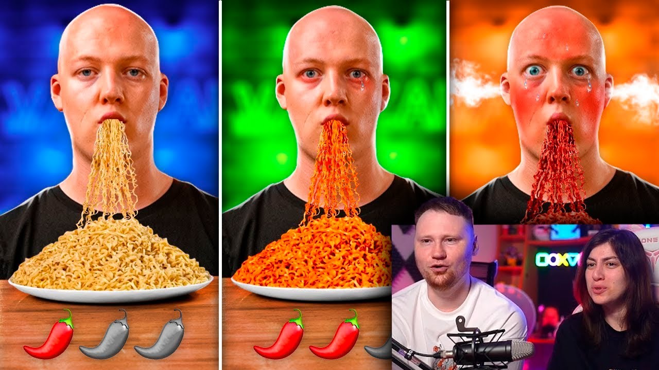 ОСТРАЯ vs ОСТРЕЕ vs САМАЯ ОСТРАЯ ЛАПША БЫСТРОГО ПРИГОТОВЛЕНИЯ | РЕАКЦИЯ на vanzai