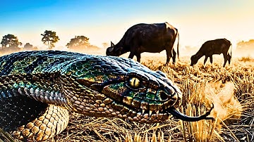 Brave Heroes Save a Mother Cow from the Deadly Python’s Ambush