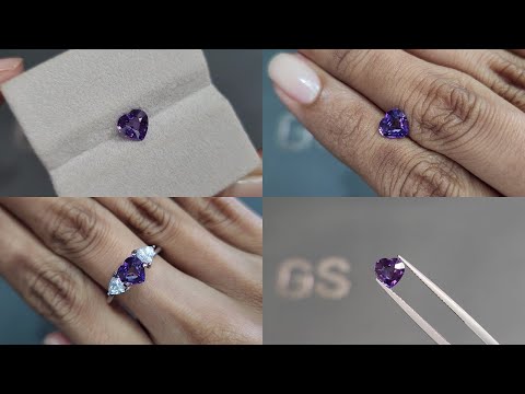 Purple sapphire heart shape 1.16 carats, Madagascar Video  № 1