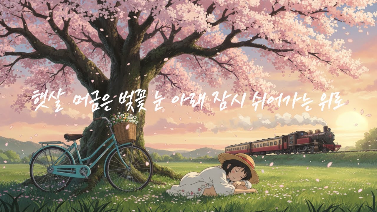 햇살 머금은 벚꽃 눈 아래 잠시 쉬어가는 위로 - YouTube
