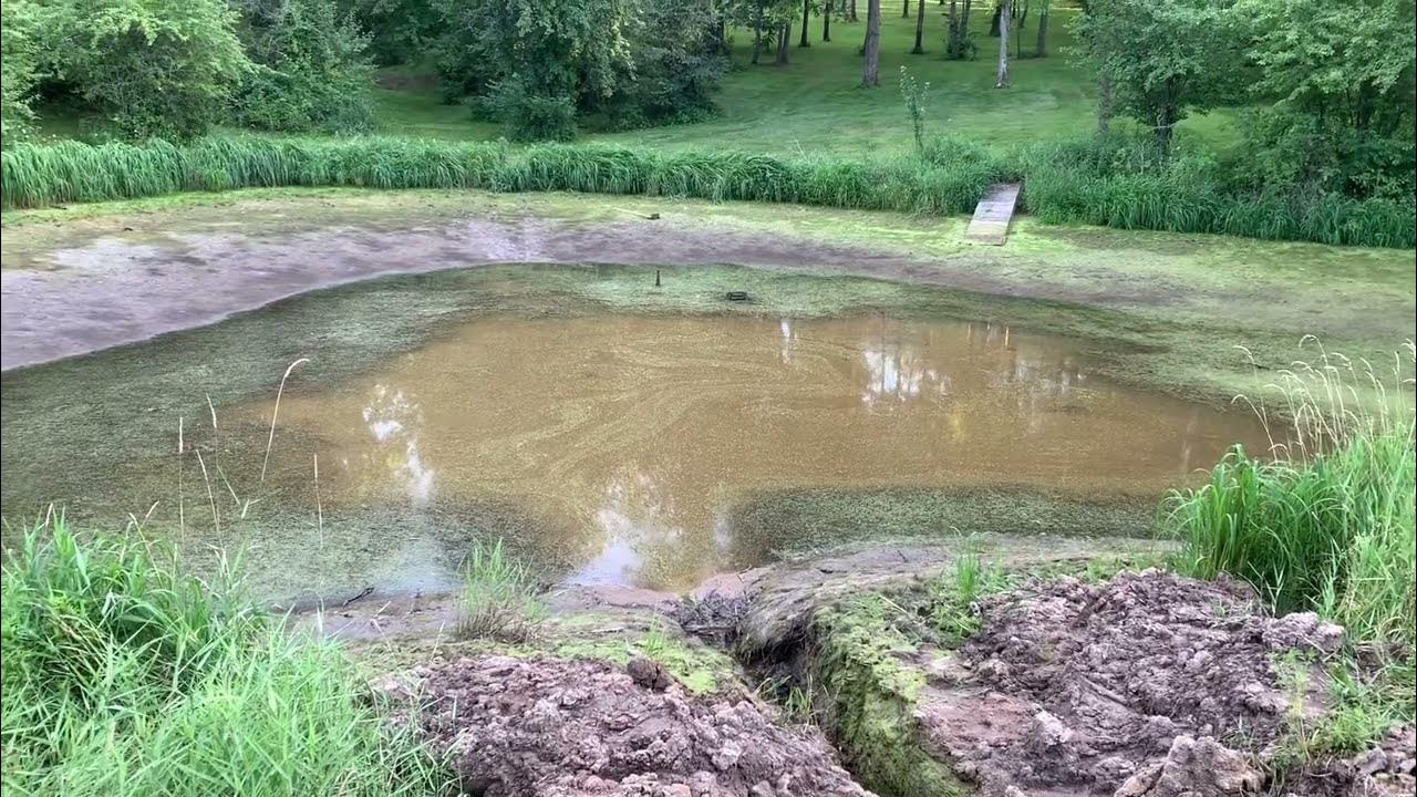 Dredging a farm pond with compact tractors Part 1 YouTube