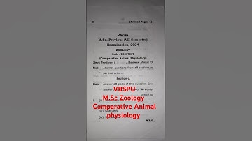 VBS Purvanchal University // M.Sc. zoology question paper 2024// Comparative Animal physiology