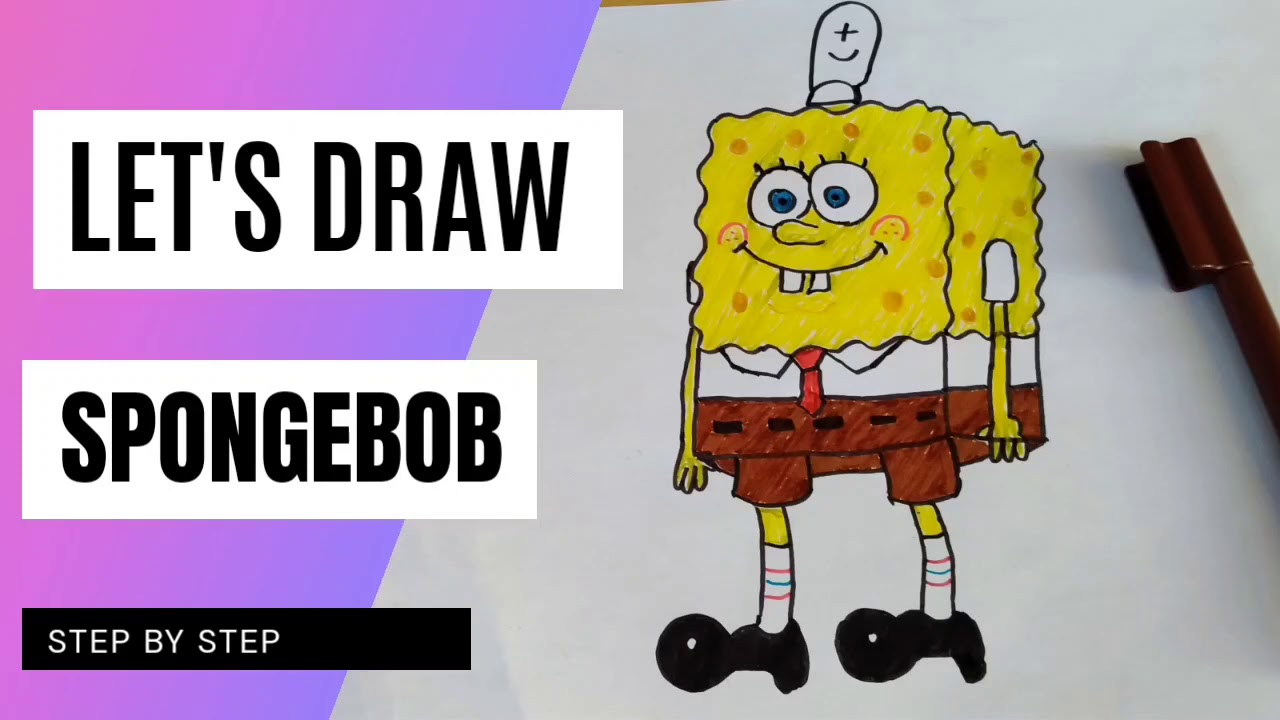How to draw SpongeBob SquarePants? Simple drawing tutorial for kids