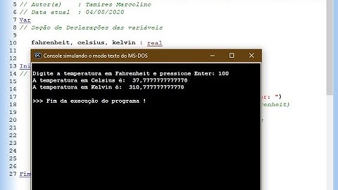 Algoritmo - conversão de temperatura de Fahrenheit para Celsius e Kelvin - VisuAlg