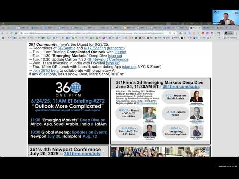 361Firm Briefing 272 Outlook More Complicated, Iran Update, Emerging Markets Deep Dive June 24, 2025