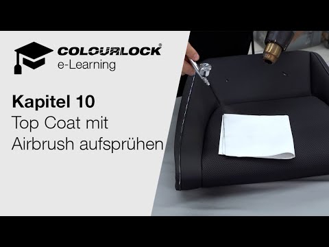 Top Coat mit Airbrush aufsprühen [14/22] [Multilingual subtitle] | elearning.lederzentrum.de