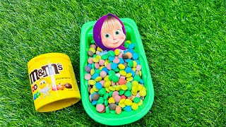 Satisfying video | Rainbow Mixing All Candy in Magic Bathtubs with M&m’s & Cutting slime