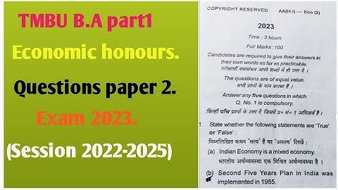 Part 1 economic honours paper 2 question paper exam 2023 session 2022-25#tmbu_latest_news