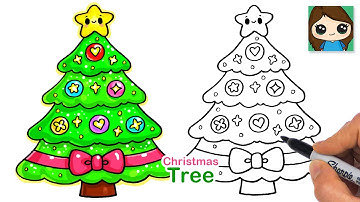 How to Draw a Christmas Tree Easy Cute 🎄