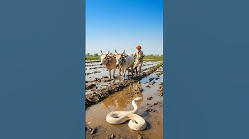 White Snake and Farmer at rice field #viral #ai  #snake #trending #farming #viralvideo #virlashort