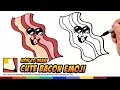 How to Draw Cute Food - Bacon Emoji - Draw Cartoon Bacon Step by Step for Beginners | BP