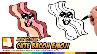 bacon drawing draw cartoon drawings step beginners emoji paintingvalley