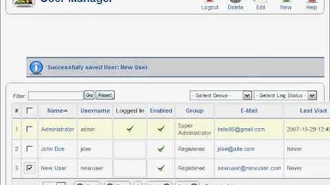 Joomla 1.5 Tutorial - How to use an user manager?