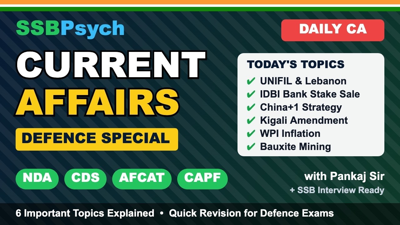 24 October 2026 Current Affairs | UNIFIL, IDBI Bank, Kigali Amendment & WPI | NDA CDS AFCAT CAPF