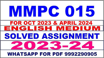 mmpc 15 solved assignment 2023-24 | mmpc 15 solved assignment in english 2024 | mmpc 15 2024