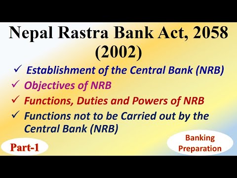 Part-1 Nepal Rastra Bank Act 2058 (2002) || What are the Objectives | Establishment, Function of NRB