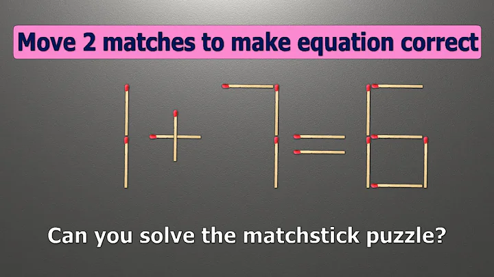Match puzzle - move 2 matches to make equation correct | Riddles with matchstick 1+7=6