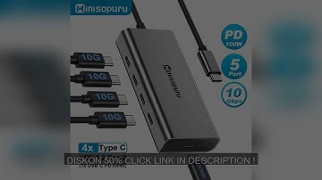 Minisopuru HUB USB C Hub 10Gbps Hub USB Type C to USB 3.2 PD 100W Adapter for Macbook Pro iMac PC Ac