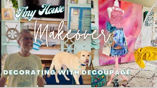 Tiny Home Makeover decoupage and thrift shopping