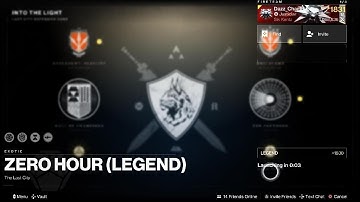 Zero Hour (Unlimited Time Glitch) Solo Legend, Outbreak Perfected - Destiny 2