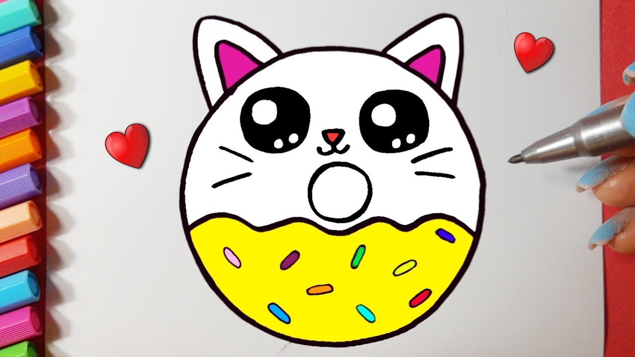 Como desenhar COOKIE CAT fofo KAWAII Donut ❤ Desenhos Kawaii