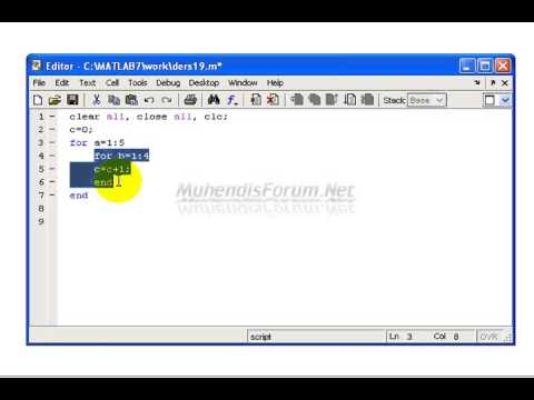 Mühendis Forum Matlab Programlama Dersi 18 - YouTube