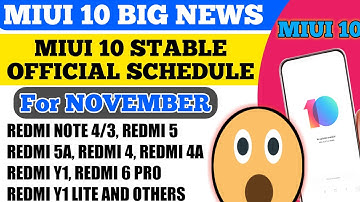 MIUI 10 STABLE OFFICIAL SCHEDULE FOR NOVEMBER || MIUI 10 will be rolled out for 2nd and 3rd batch
