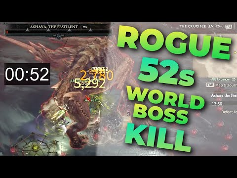 Diablo 4 - ROGUE BUILD KILLING WORLD BOSS IN 52s