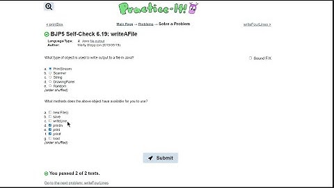 Java Practice It || 6.19 writeAFile || file, output