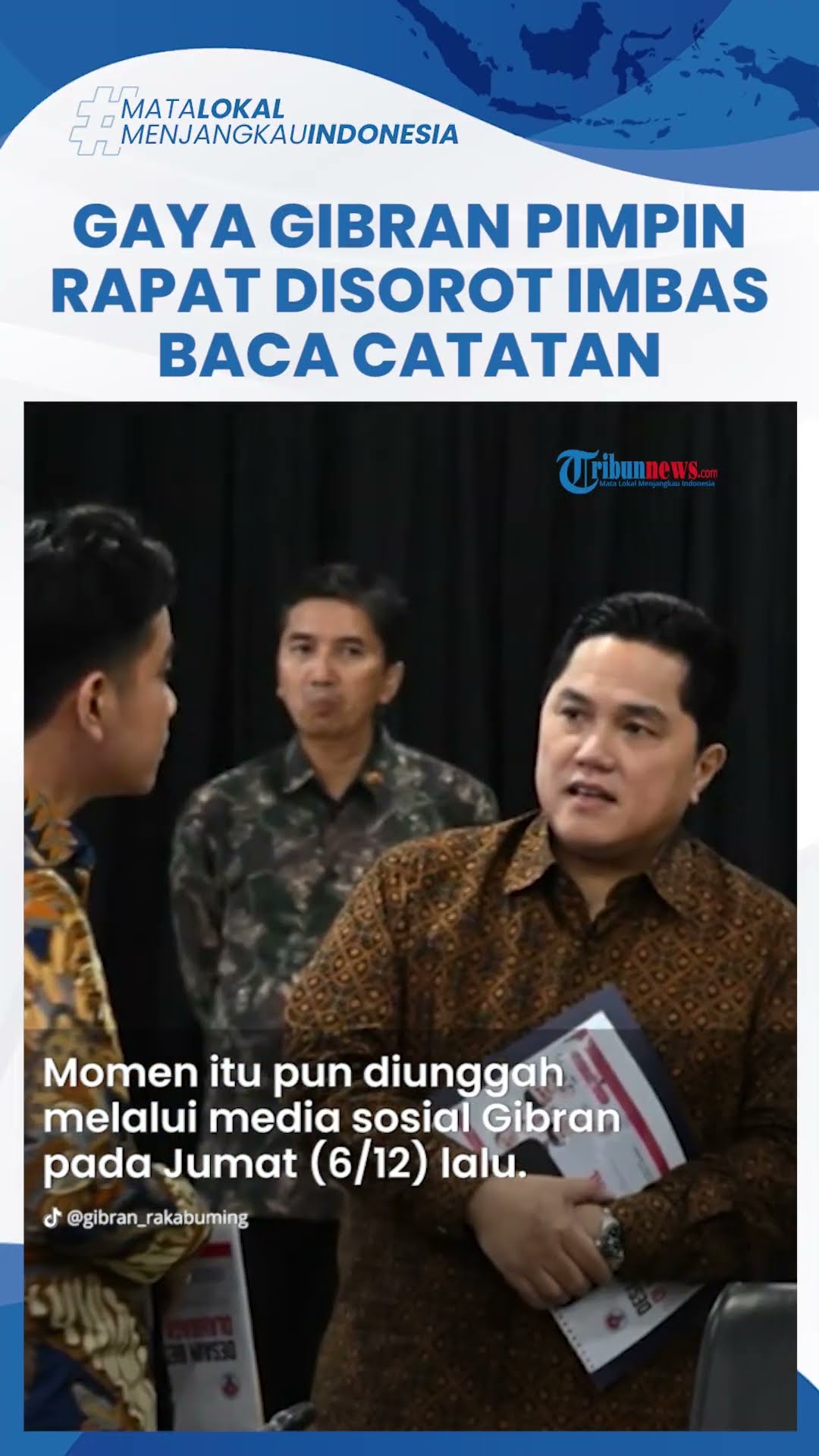Gaya Gibran Rakabuming Raka saat Pimpin Rapat Disorot Gara-gara Baca Catatan di Layar Tablet