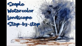 Simple Watercolor Landscape - Step by Step Watercolor Painting for Beginners