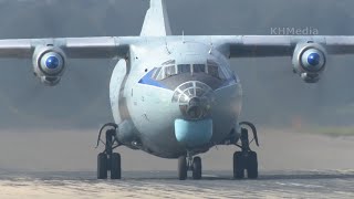 Ан-12 дымящий советский 53-летний самолёт после взлёта и посадка RF-95684