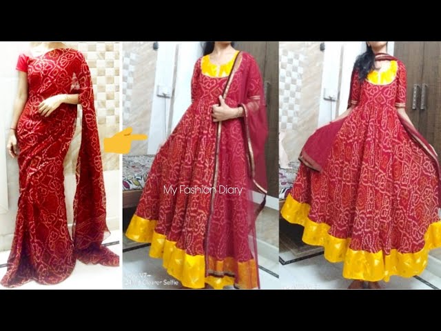 Designer Indo Western Saree /Gown with weaved Dupatta: Perfect Panache