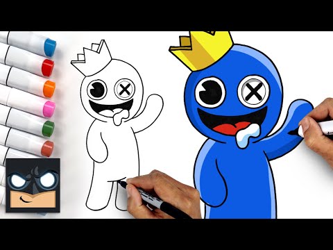 HOW TO DRAW BLUE ORIGINS from ROBLOX RAINBOW FRIENDS  como dibujar a azul  de roblox rainbow friends 