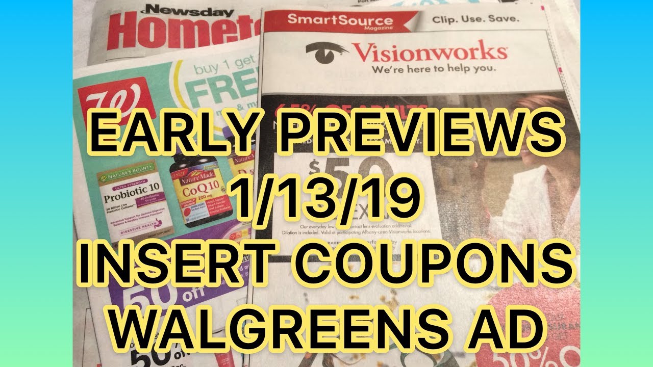EARLY COUPON PREVIEW &WALGREENS AD PREVIEW 1/13/2019
