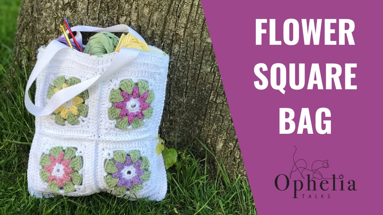Crochet Flower Granny Square Bag // Ophelia Talks Crochet YouTube