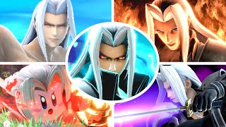 Sephiroth All Victory Poses, Final Smash, Kirby Hat \& Palutena Guidance in Smash Bros Ultimate