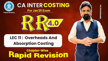 🚀11: Costing Revision | Overheads And Absorption Costing | CA Inter FastTrack RR 4.0 | Jan